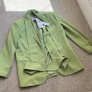 Zara Women's oversized Light Green Blazer
